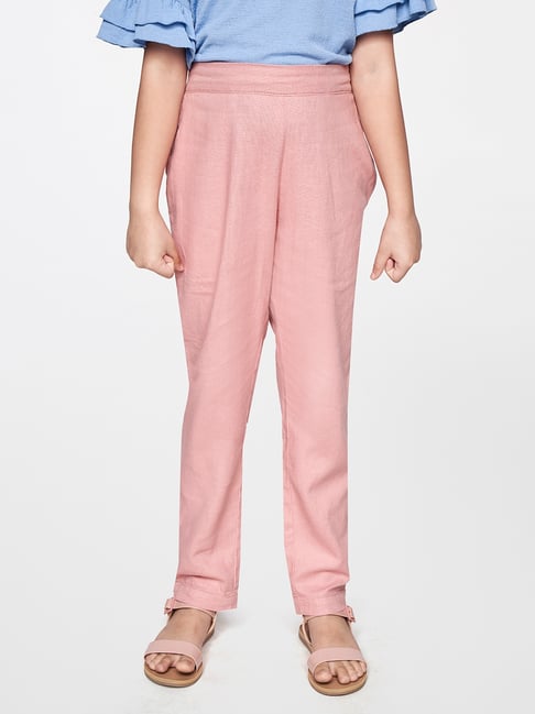 Buy GLOBAL DESI GIRLS Pink Solid Rayon Skinny Fit Girls Trousers  Shoppers  Stop