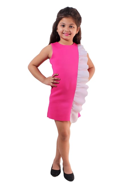 L'Academie Sheer Turtleneck Slip Dress in Fuchsia Pink | REVOLVE