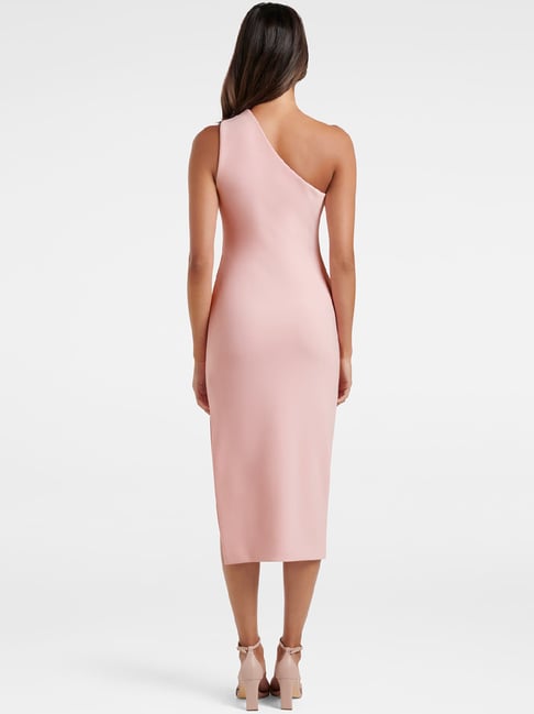 one shoulder midi dress pink