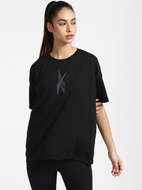 Reebok Black Printed TS T-Shirt