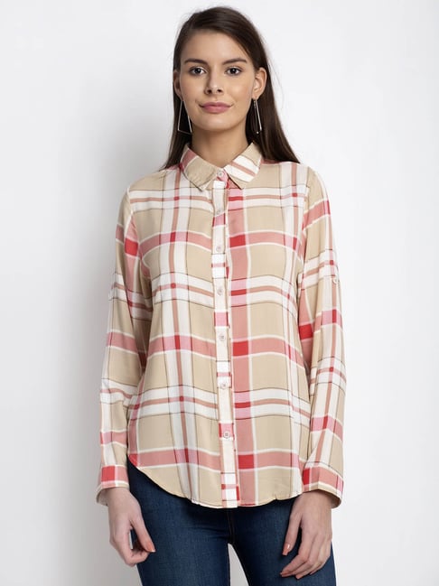 Global Republic Beige Check Shirt Price in India