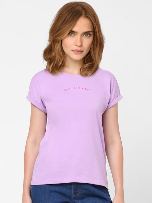 Vero Moda Purple Round Neck T-Shirt Price in India