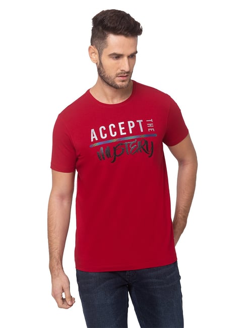 Buy Spykar Red Crew T-Shirt for Men's Online Tata CLiQ