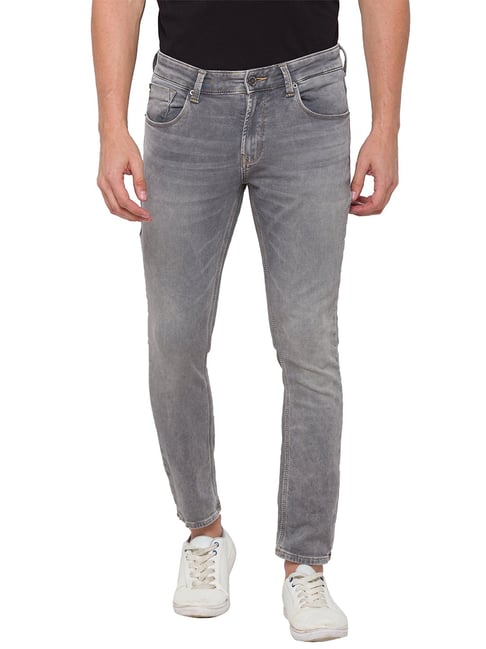 Buy Spykar Grey Slim Fit Heavily Washed Jeans for Men's Online