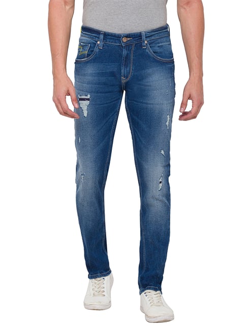 Spykar Blue Super Skinny Fit Low Rise Jeans