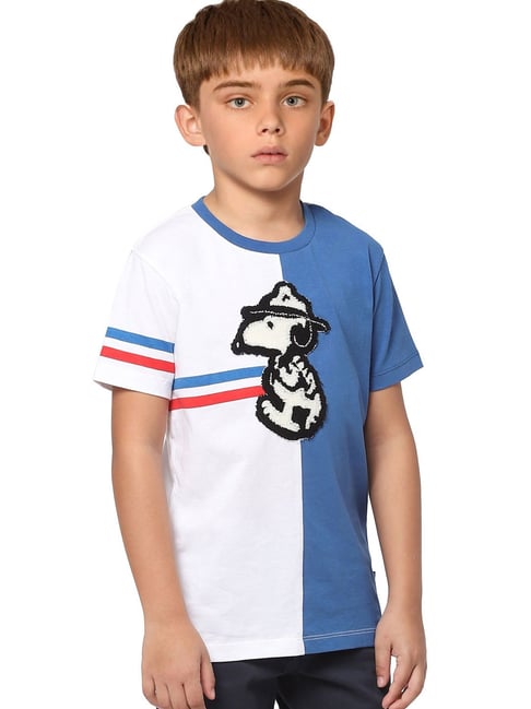 Jack & Jones Junior Boys Blue & White Applique T-Shirt-picture-27