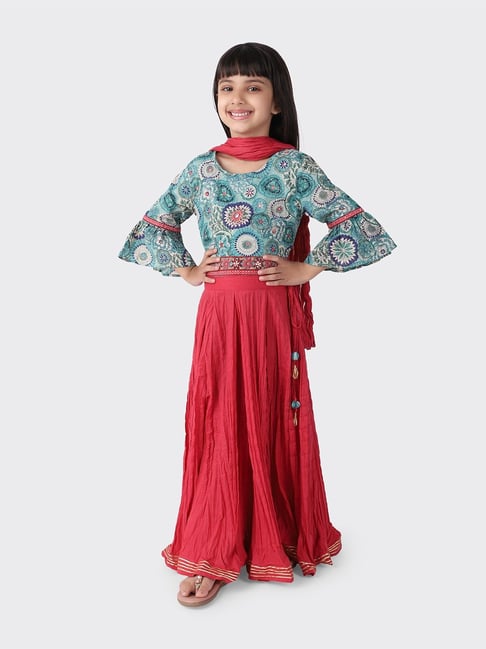 Buy Black Cotton Printed Lehenga Set for Kids Online at Fabindia | 20019500