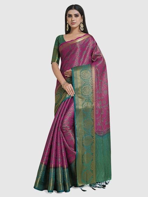 Mimosa Purple Silk Woven Saree With Unstitched Blouse