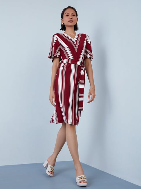 Wardrobe by Westside Red Striped Loran Dress Price in India