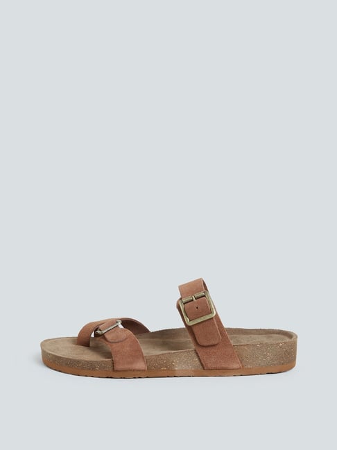 Tan best sale suede sandals