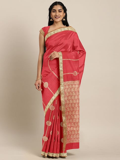 The Chennai Silks Red Woven Saree With Unstitched Blouse Price in India