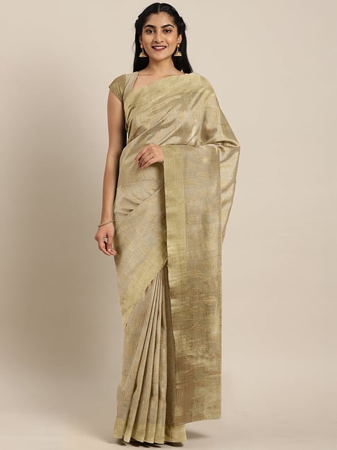 The Chennai Silks Beige Woven Saree With Unstitched Blouse Price in India