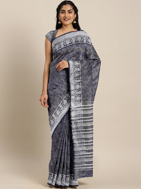 The Chennai Silks Blue Woven Saree With Unstitched Blouse Price in India