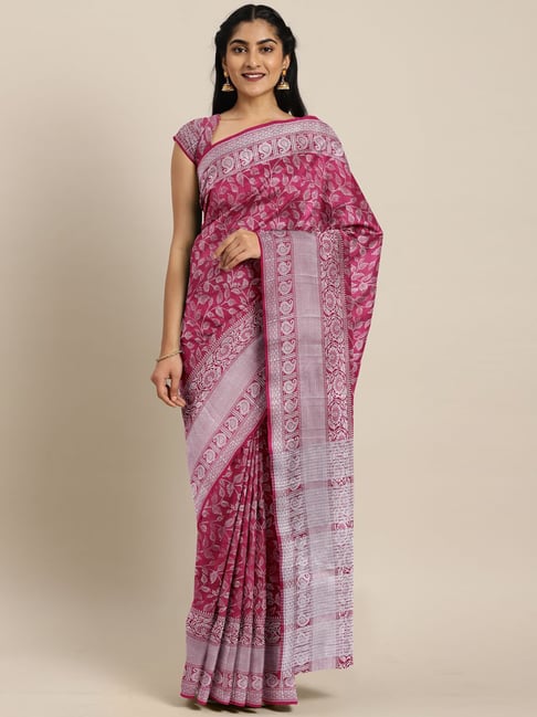 The Chennai Silks Purple Woven Saree With Unstitched Blouse Price in India