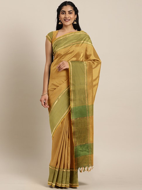 The Chennai Silks Yellow Cotton Woven Saree Price in India