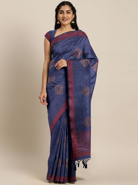 The Chennai Silks Grey Embroidered Saree With Unstitched Blouse Price in India