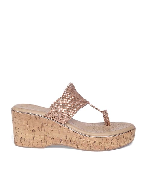 Women's Platform Wedge Flip Flops Flowers Decor Cork Thong - Temu Germany