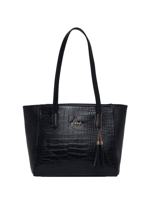 Lavie Black Textured Medium Handbag