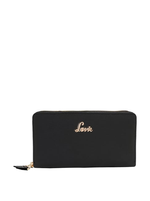 Lavie Black Solid Zip Around Wallet for Women