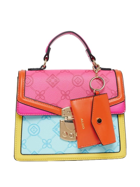 Buy Aldo Pink Color Block Medium Satchel Handbag With Pouch Online