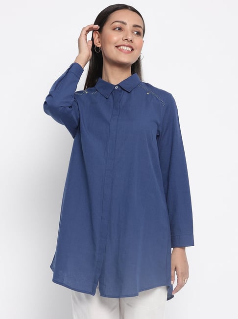 Fabindia Navy Cotton Shirt Price in India