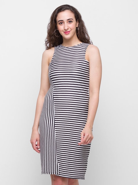 Globus Black & White Striped Bodycon Dress Price in India