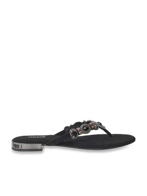 Mochi Women's Black Thong Sandals Price in India