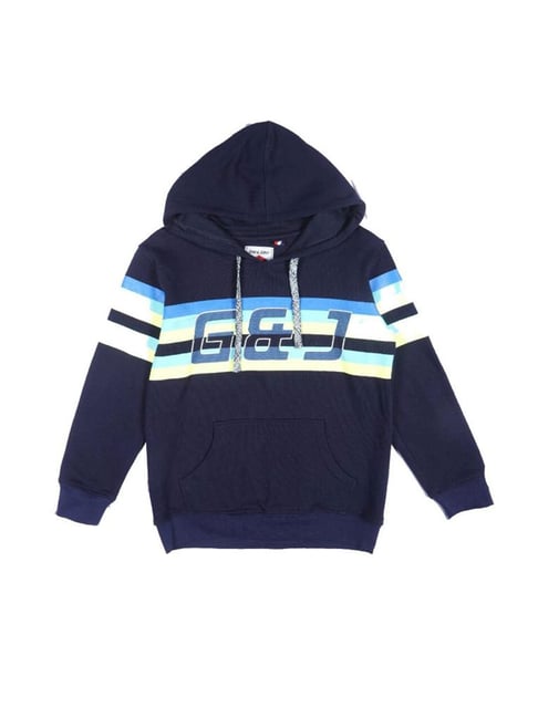 Gini & Jony Kids Navy Logo Print Hoodie