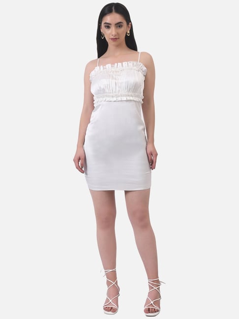 ATTIC SALT White Pleated Slip Dress Price in India