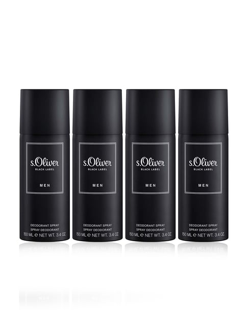 S Oliver s.Oliver Black Label Men Deodorant Aerosol Spray (Pack of 4)