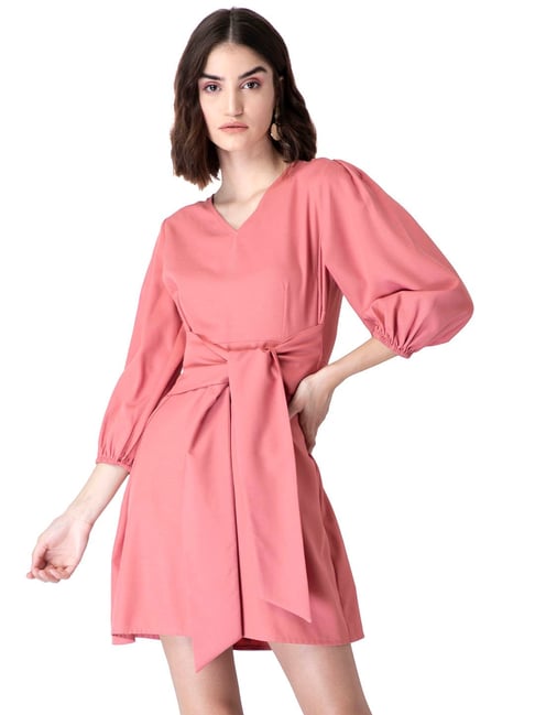 FabAlley Pink Regular Fit Dress Price in India
