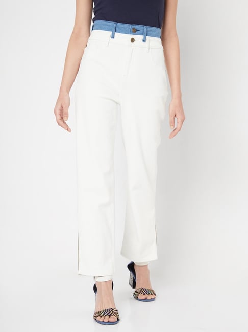 Vero Moda White Straight Fit High Rise Jeans