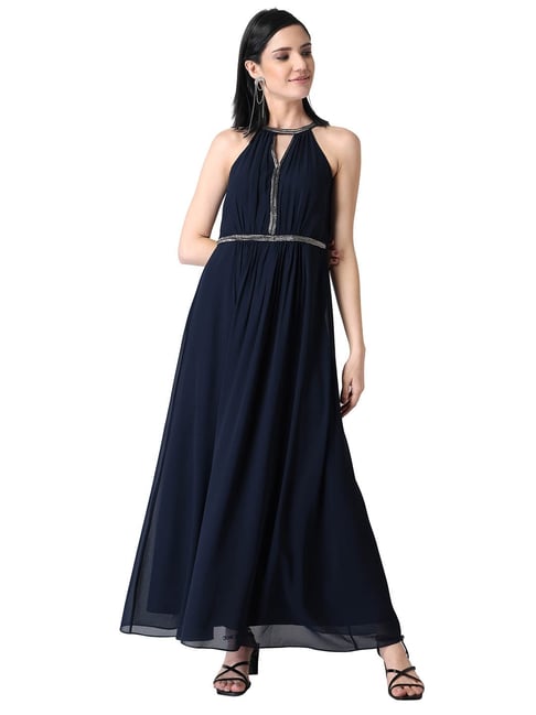 FabAlley Navy Embellished Dress Price in India