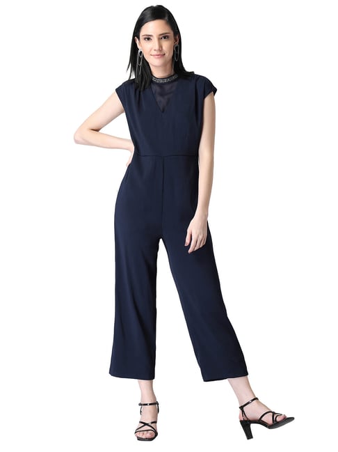 Buy Women Blue Satin Front Cut Out Jumpsuit - Date Night Dress Online India  - FabAlley