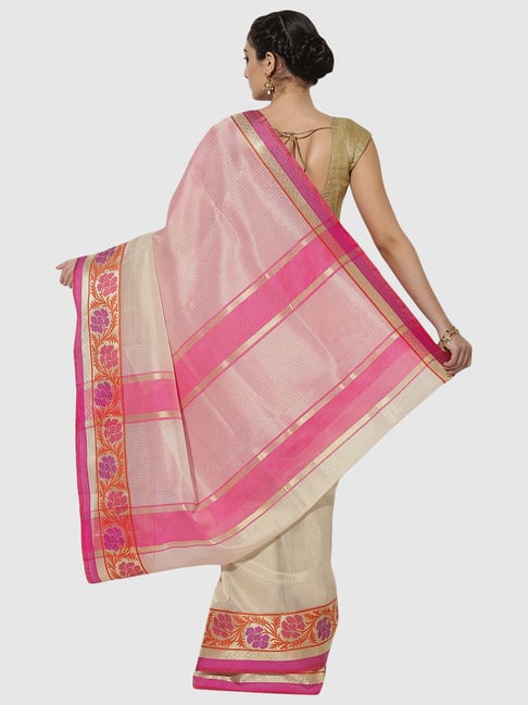 Tissue silk Saree with blouse in Pink colour 31004