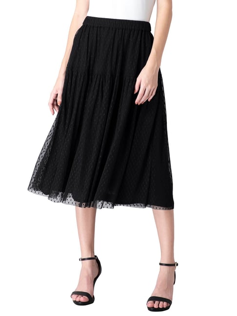 FabAlley Black Self Design Skirt Price in India