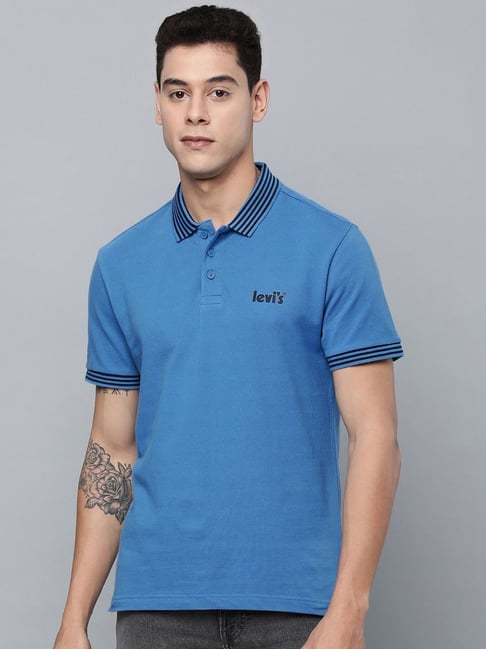 Levis Levi's Medium Blue Regular Fit Polo T-Shirt