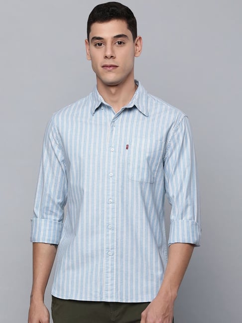Buy Levi's Light Blue Striped Shirt for Men Online @ Tata CLiQ