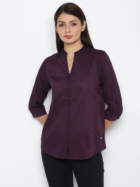 Solly by Allen Solly Purple Printed Shirt