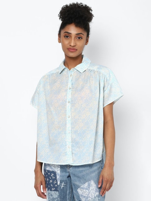 American Eagle Outfitters Blue & White Floral Print Shirt Price in India