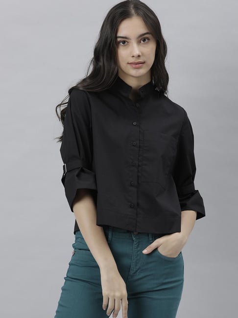 RAREISM Black Regular Fit Shirt Price in India