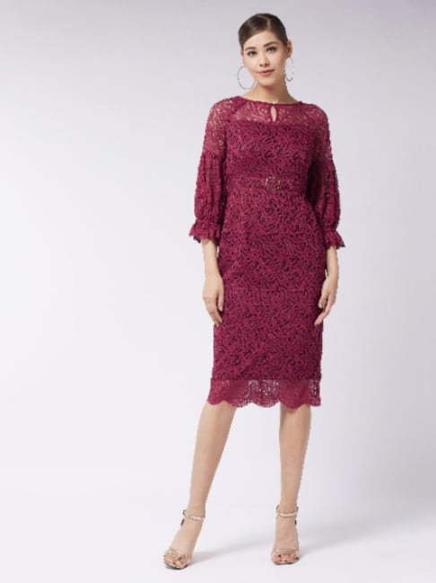Miss Chase Maroon Lace Dress Price in India