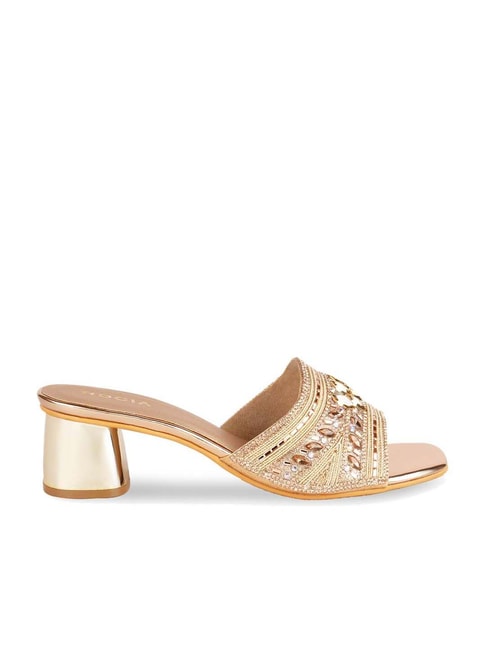 Rocia by Regal Women's Champagne Gold Ethnic Sandals Price in India