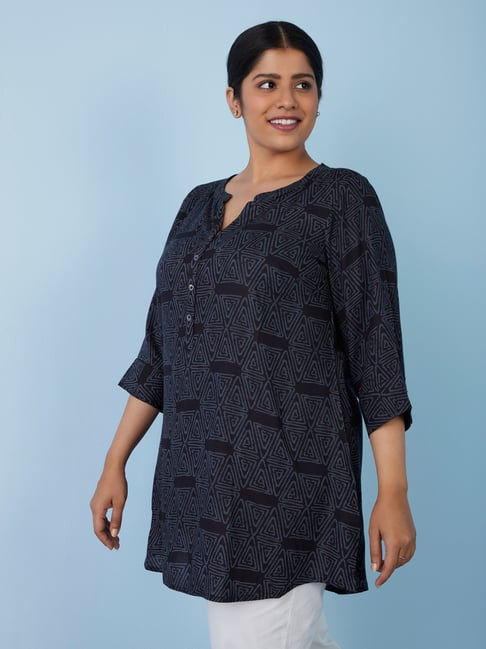 Diza Curves by Westside Black Printed A-Line Kurti Price in India