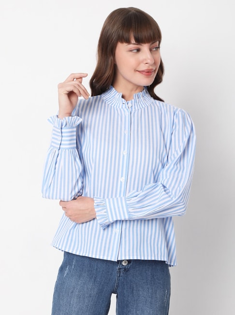 Vero Moda Blue Striped Shirt Price in India