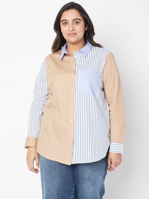 Vero Moda Multicolor Striped Shirt Collar Shirt Price in India