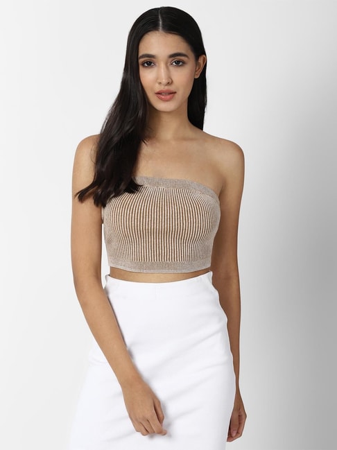Forever 21 Light Brown Regular Fit Tube Top Price in India