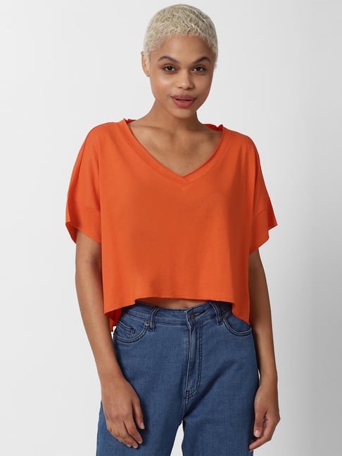 Forever 21 Orange Regular Fit Crop Top Price in India