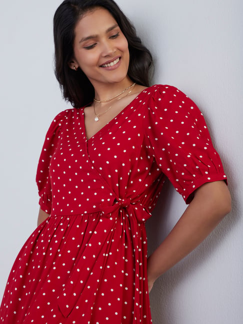 open lace back dress Red Halter Neck Backless A-Line Midi Dress
