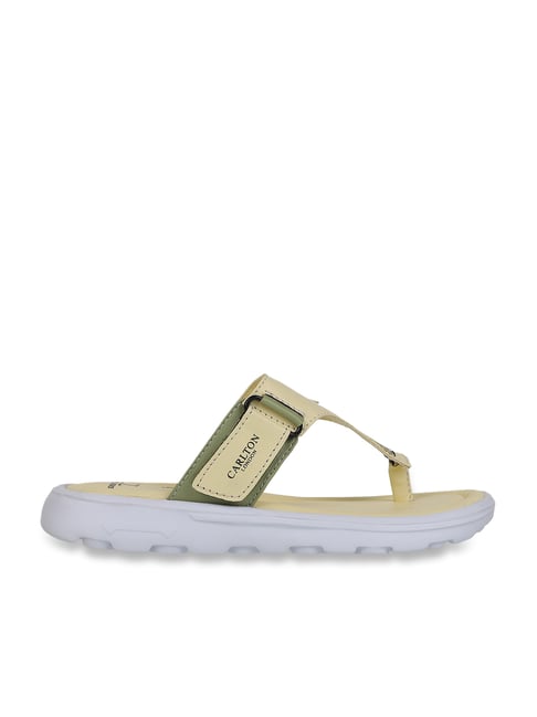 Carlton London Women's Yellow T-Strap Sandals